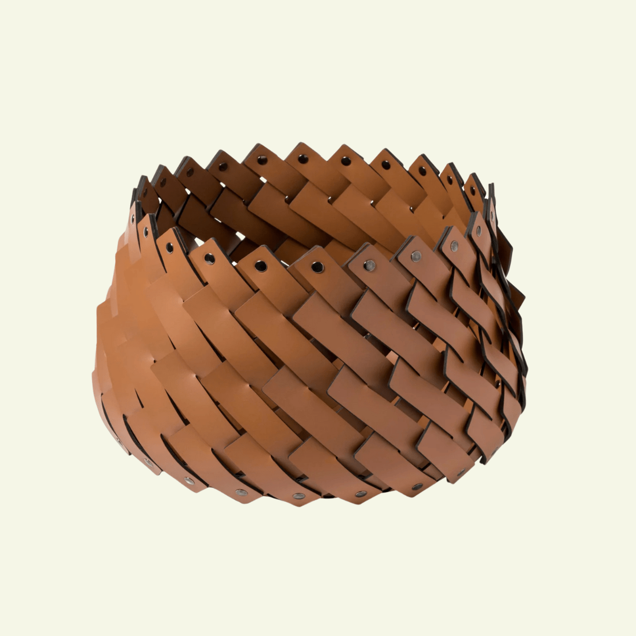 Panier petit en cuir rond Almeria - PINETTI - La Maison MilanaiseNOISETTEPETNoisette