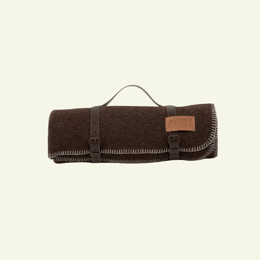 Plaid 100% Laine chocolat Maupas - MIDIPY - La Maison MilanaiseEcruSans porte - plaid