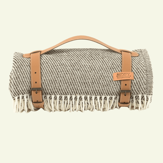 Plaid jeté de canapé 100% Laine ivoire et chocolat Munia - MIDIPY - La Maison MilanaiseSans porte - plaid