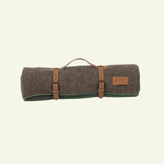 Plaid pique - nique 100% Laine gris chiné Montcalm - MIDIPY - La Maison MilanaiseCamel