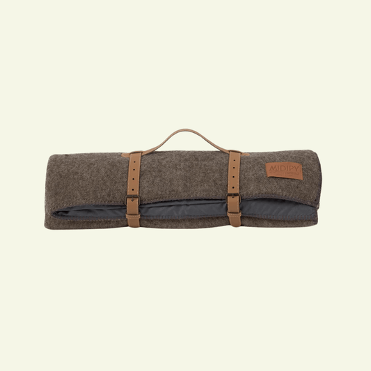 Plaid pique - nique 100% Laine gris souris Montcalm - MIDIPY - La Maison MilanaiseCamel