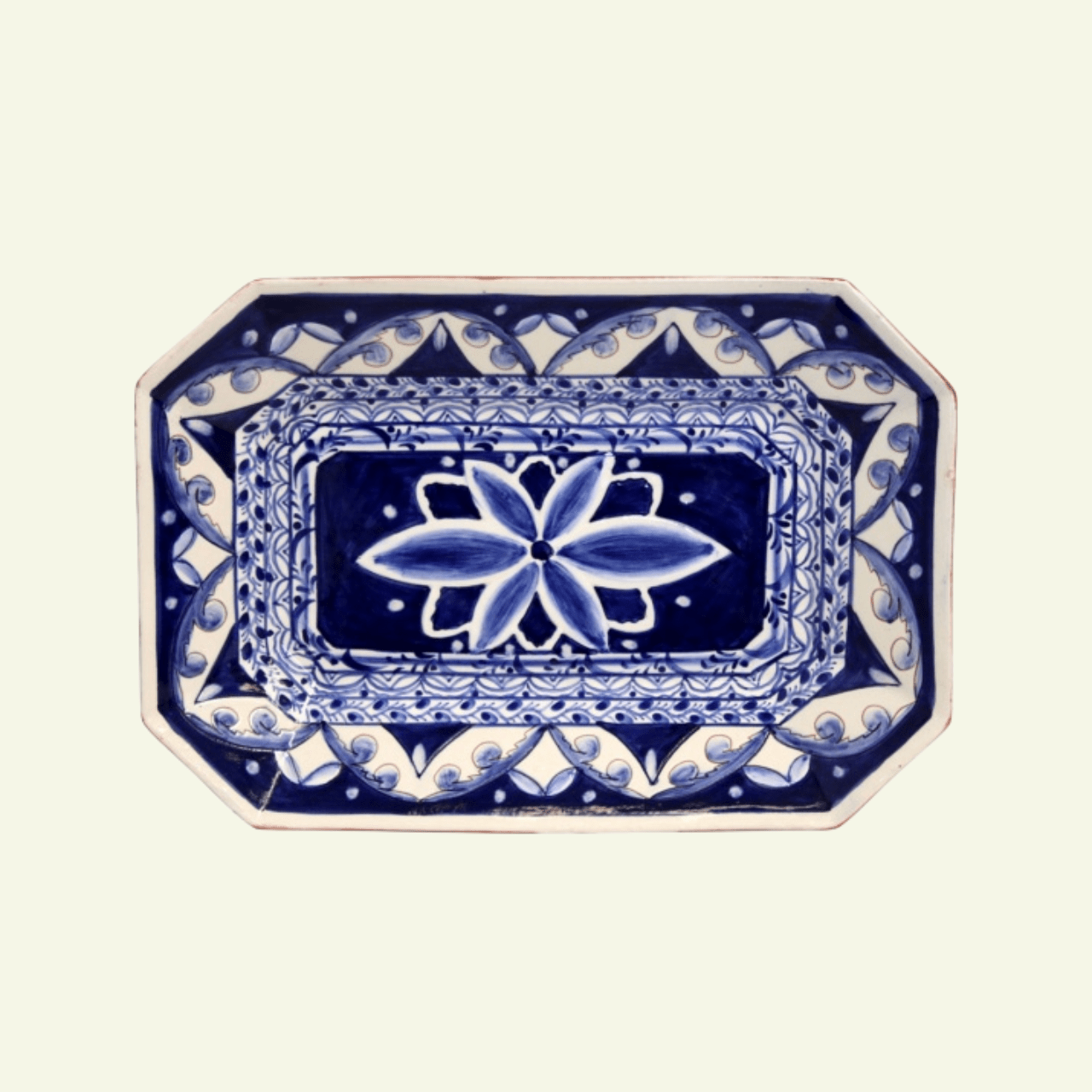 Plat floral bleu en terre cuite Alentejo Terracotta - COSTA NOVA - La Maison MilanaiseCFL0432Rectangulaire 34.3x22.9cm