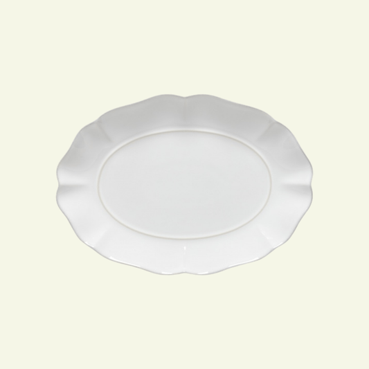 Plat ovale bord à volants en grès fin Rosa - COSTA NOVA - La Maison MilanaiseBlancMoyen 29.7x21xH3.5cm
