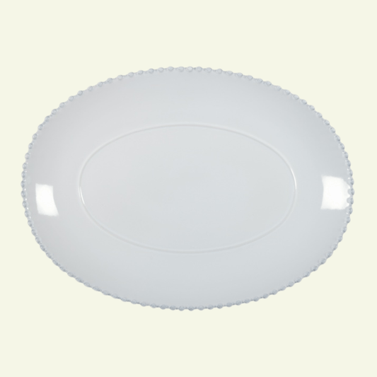 Plat ovale en grès fin bord perlé Pearl - COSTA NOVA - La Maison MilanaisePEA331BMoyen 34.2x25xH3.5cmBlanc