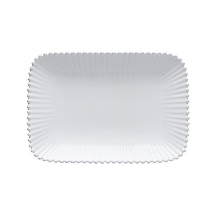 Plat rectangulaire grès fin blanc bord perlé Pearl - COSTA NOVA - La Maison MilanaisePER302Moyen 30.4x21.1xH3.8cm