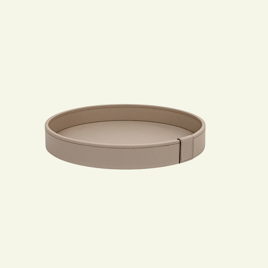 Plateau rond Gea en cuir - PINETTI - La Maison Milanaise00.0110Ø30cmCrème grainé