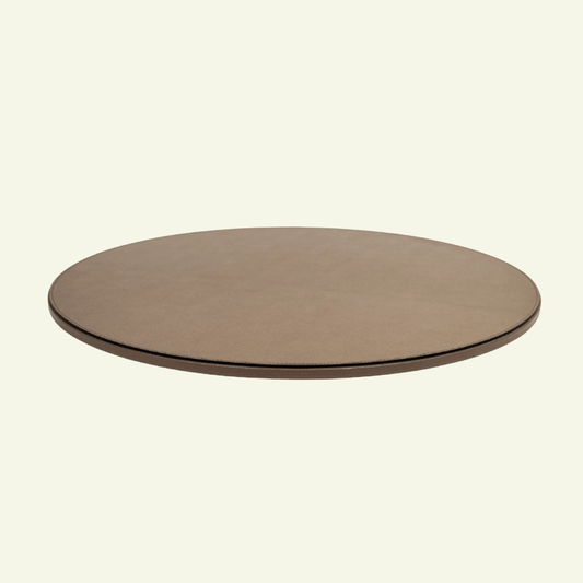 Plateau rond tournant en cuir - PINETTI - La Maison MilanaiseØ50cmCrème grainé