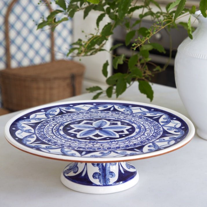 Porte gâteaux floral bleu en terre cuite Alentejo Terracotta - COSTA NOVA - La Maison MilanaiseCFL0627