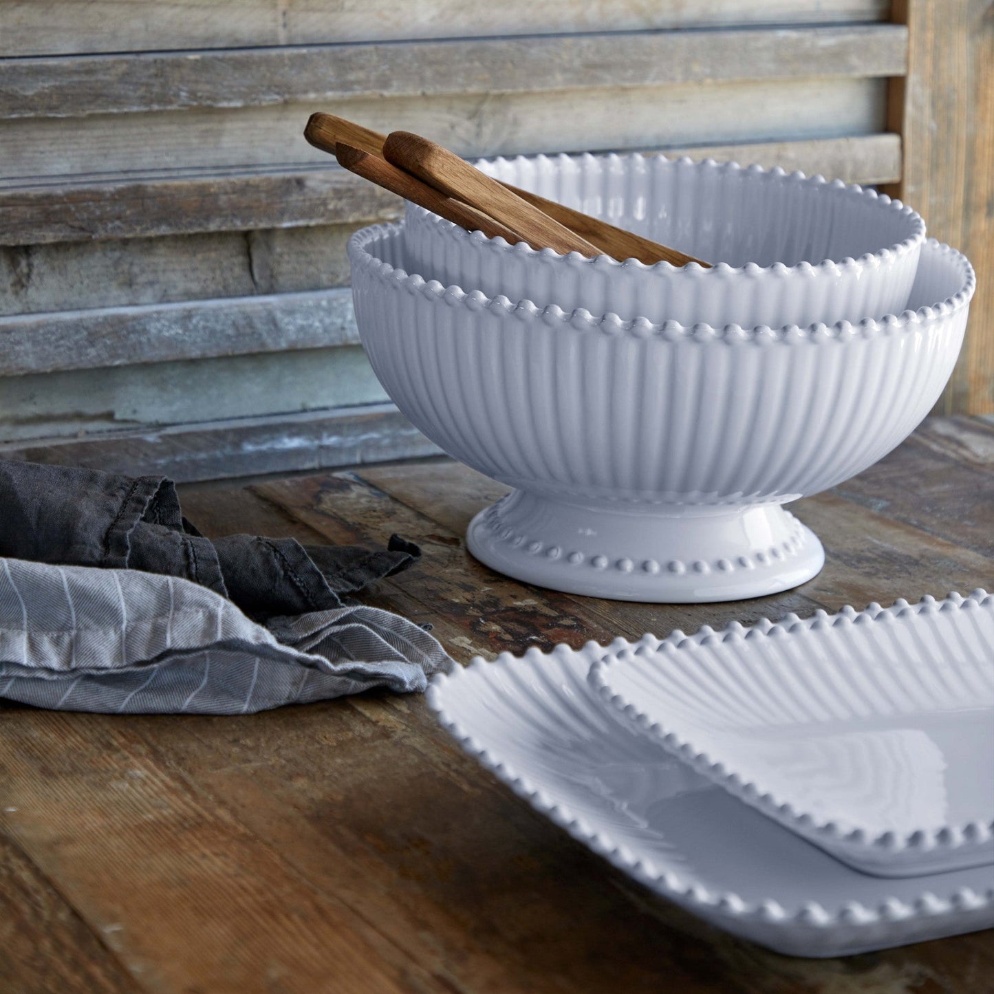 Saladier en grès fin blanc bord perlé Pearl - COSTA NOVA - La Maison MilanaisePES271