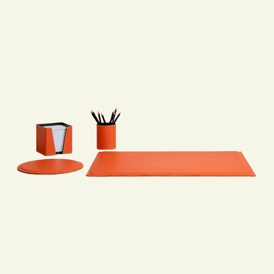 Set de bureau en cuir orange - MIDIPY - La Maison MilanaiseSETBUREAUORANGEMIDIPY