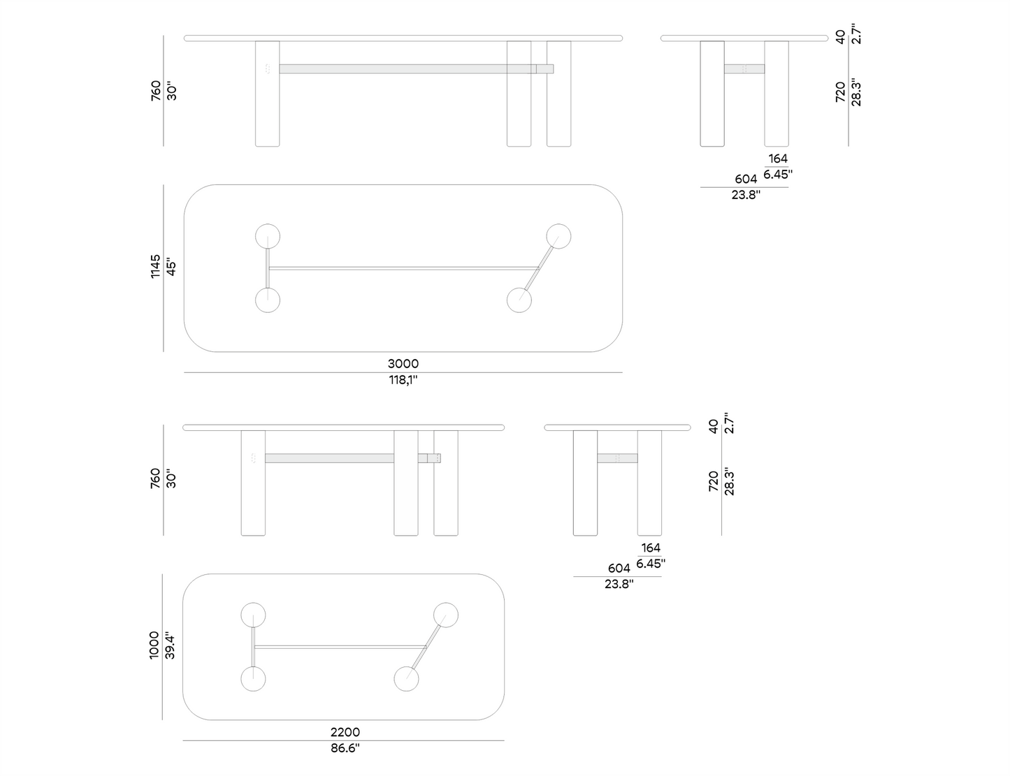 Table ARES 300 en chêne massif – Lignes sculpturales pour grands espaces élégants - ULTRA MOBILI - La Maison MilanaiseTAR300RNChêne naturel