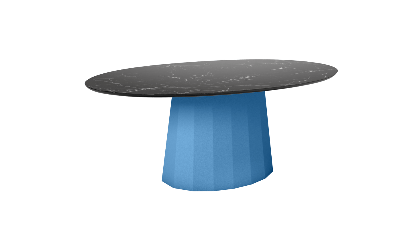Table basse ovale en marbre avec pied conique en métal 109cm Ankara - MATIÈRE GRISE - La Maison MilanaiseAzur 111Marbre Marquina Noir