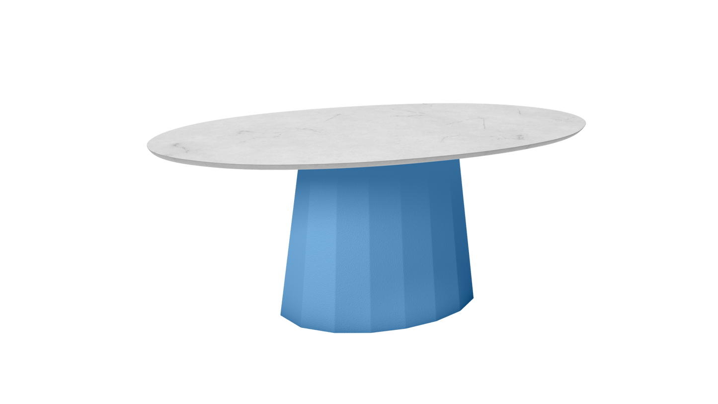 Table basse ovale en marbre avec pied conique en métal 109cm Ankara - MATIÈRE GRISE - La Maison MilanaiseAzur 111Marbre Carrare Blanc
