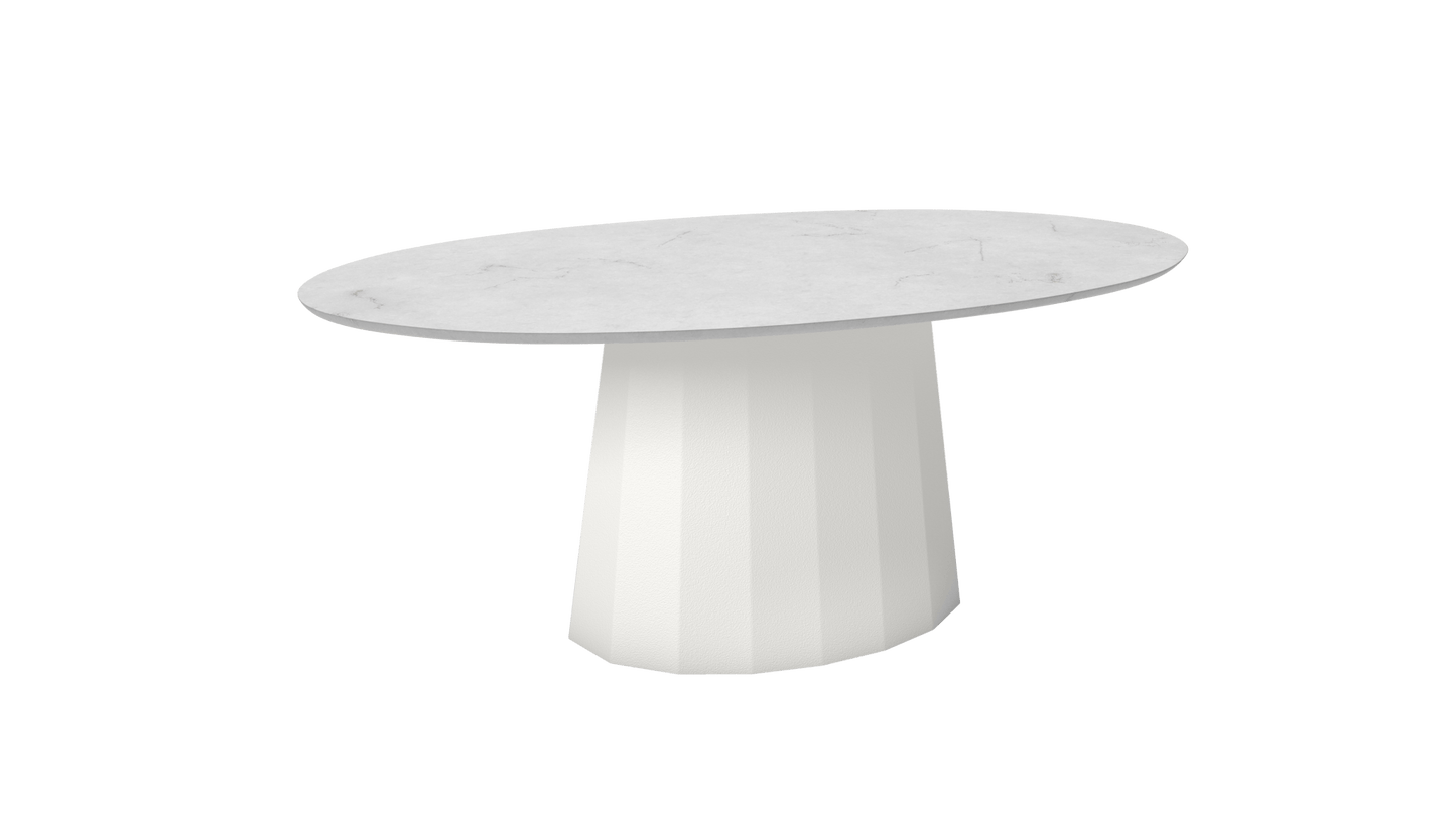 Table basse ovale en marbre avec pied conique en métal 109cm Ankara - MATIÈRE GRISE - La Maison MilanaiseBlanc 001Marbre Carrare Blanc