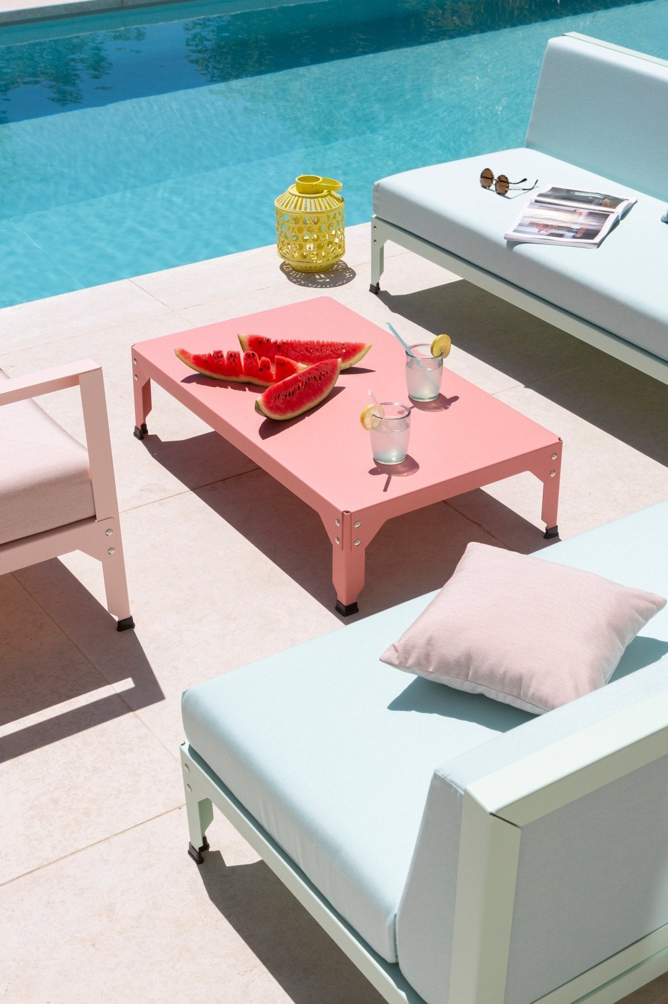 Table basse rectangulaire 180x100cm Design modulable en acier galvanisé Hegoa - MATIERE GRISE - La Maison MilanaiseTABLEBASSEHEGOA71jChampagne 23145cm