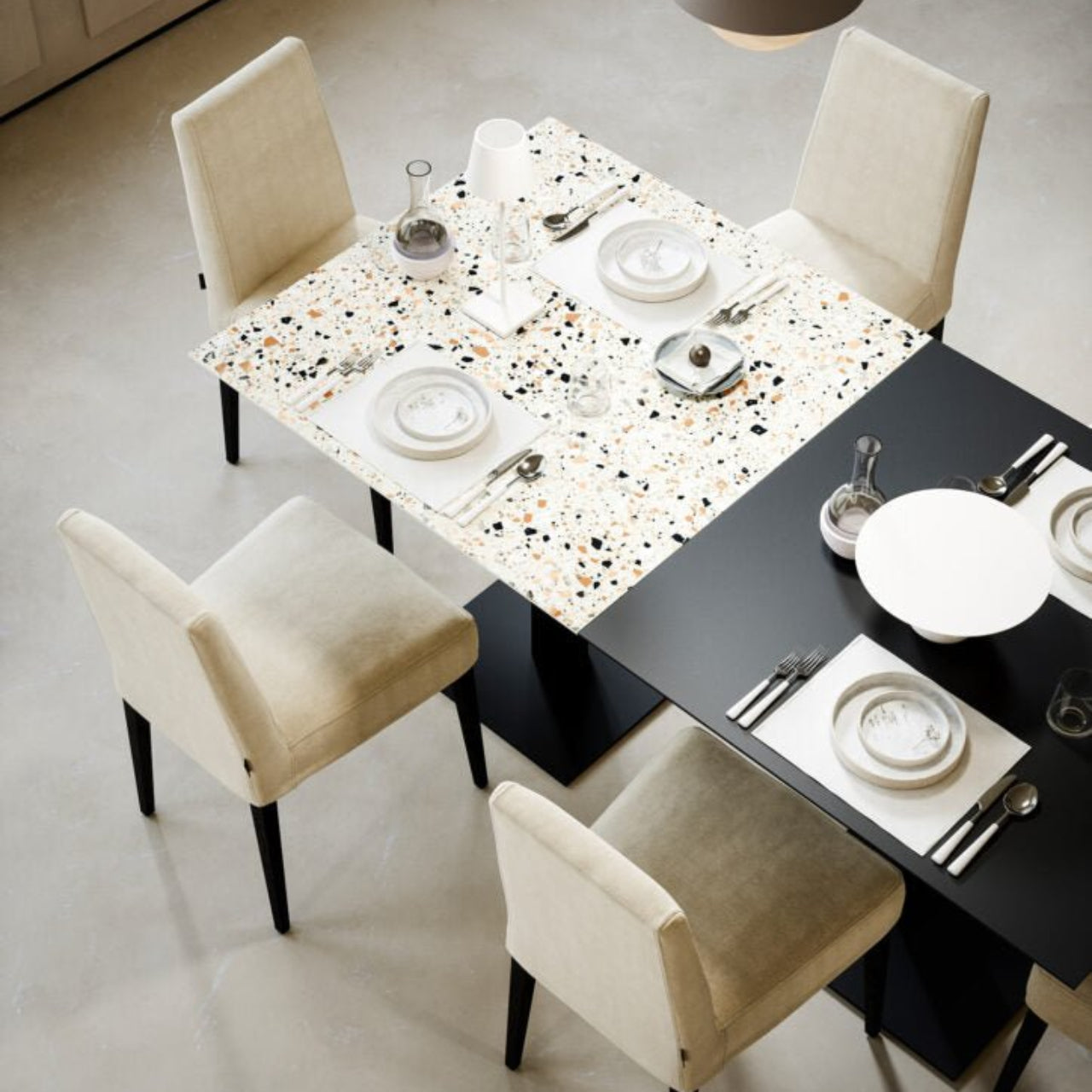 Table BISTROT – Métal noir ou céramique Venice Ivory – IMPERIAL LINE - La Maison MilanaiseBISTROT - 1Métal Noir60x60cm