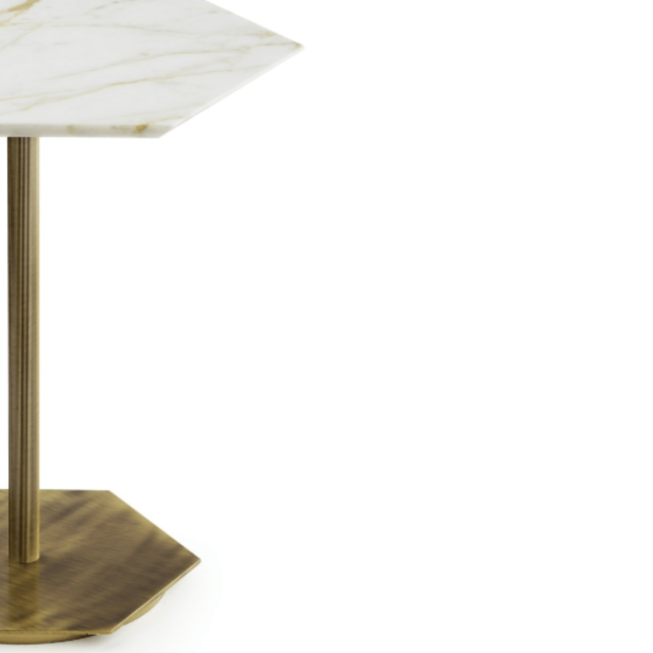 Table d'appoint hexagonale en marbre et laiton Ted - MARIONI - La Maison Milanaise02831AMTSICBlanc