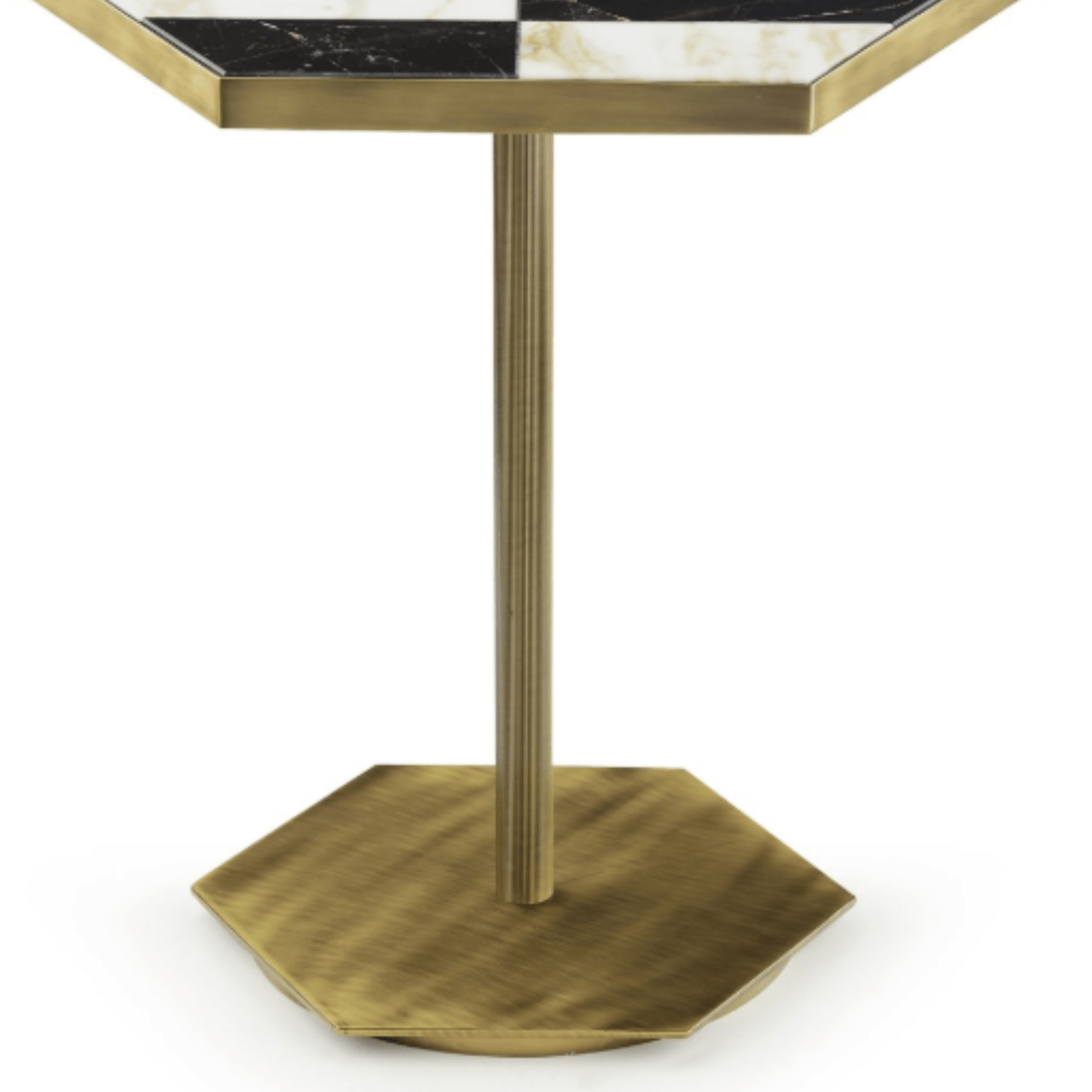 Table d'appoint hexagonale en marbre noir et blanc Ted - MARIONI - La Maison Milanaise02831AMI