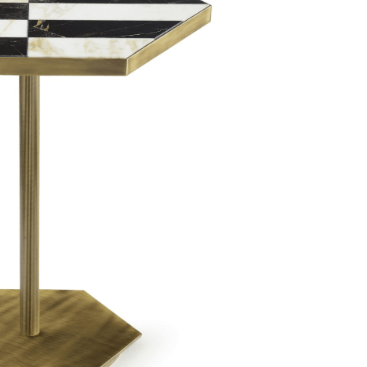 Table d'appoint hexagonale en marbre noir et blanc Ted - MARIONI - La Maison Milanaise02831AMI