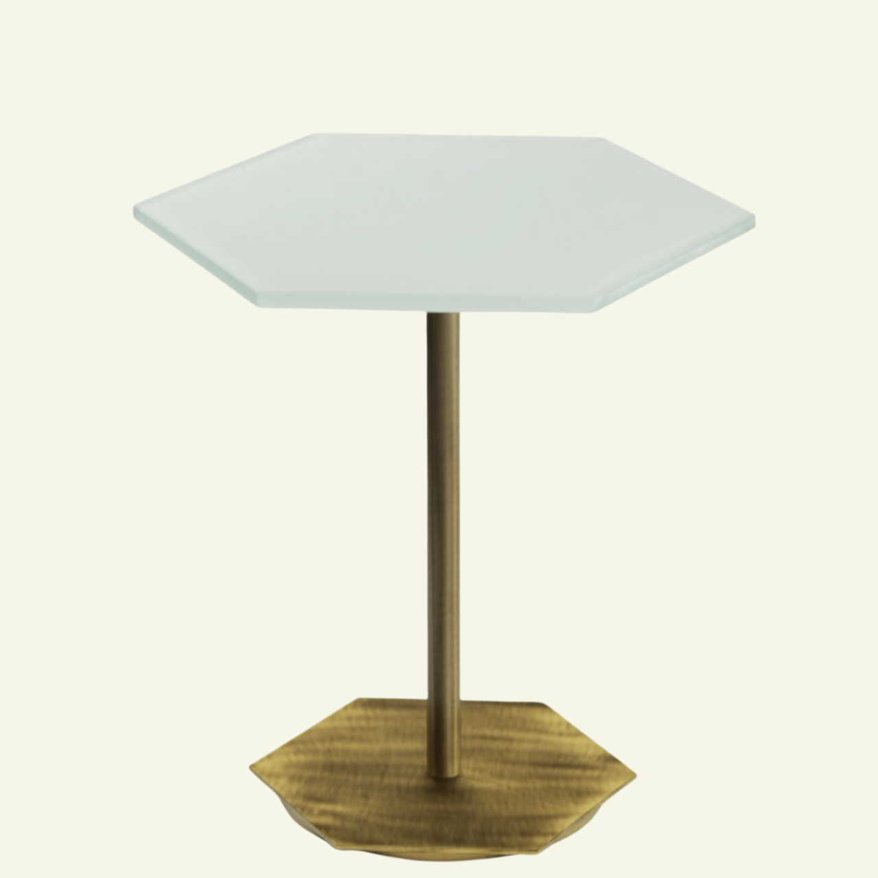Table d'appoint hexagonale en verre et laiton Ted - MARIONI - La Maison Milanaise02831ACTSVW - 1Blanc