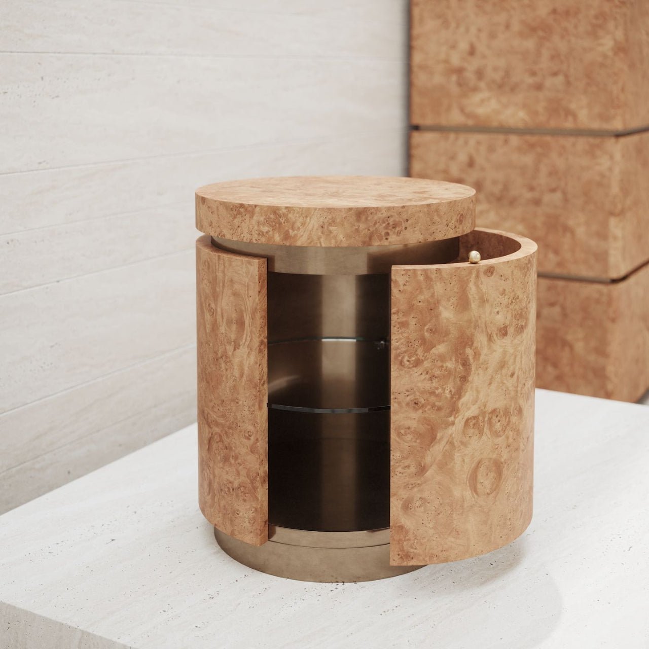Table d’appoint LOUIS – Bois précieux & structure bronze nuage - ULTRA MOBILI - La Maison MilanaiseTRCL