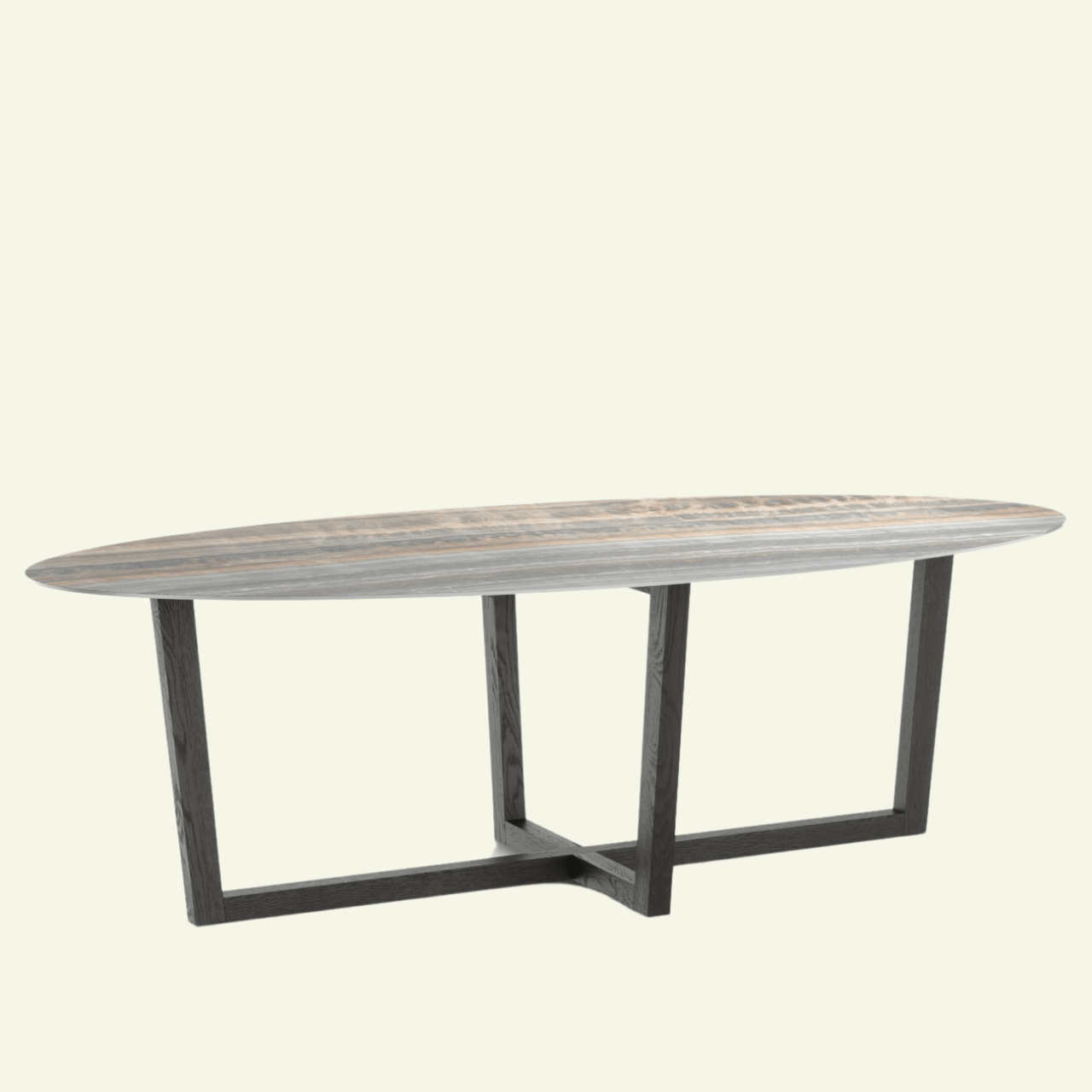 Table FENG SHUI – Design italien d’exception en Fenix, céramique ou HPL – IMPÉRIAL LINE - La Maison MilanaiseFENGSHUI - 1200x100cm Ovale Plateau HPL marbre et pied reverse Wenge