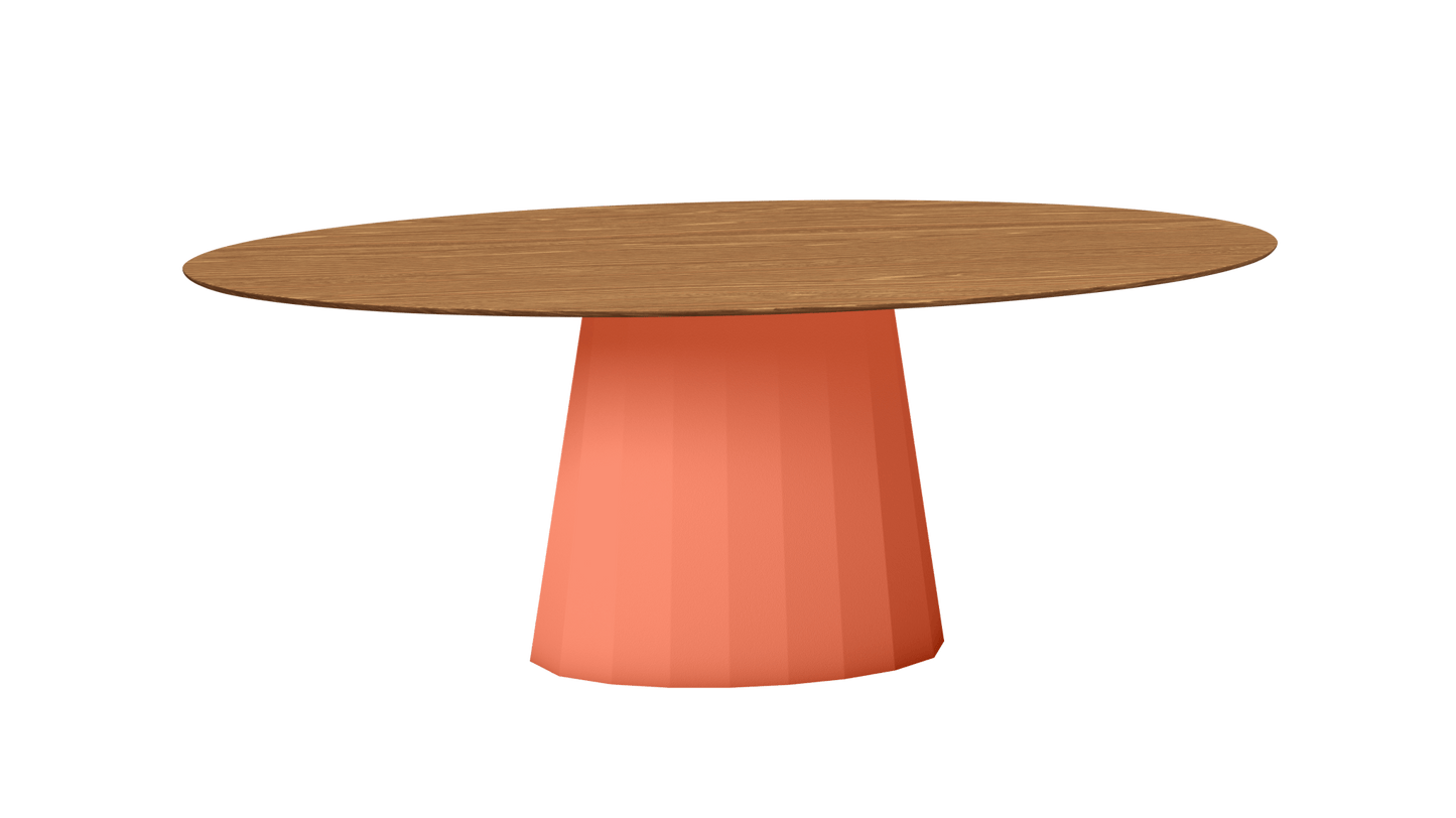 Table ovale en bois et pied conique en métal Ankara - MATIERE GRISE - La Maison MilanaiseANKARABOISOVALE33Orange givré 144200cmx100cmxH75.6cm