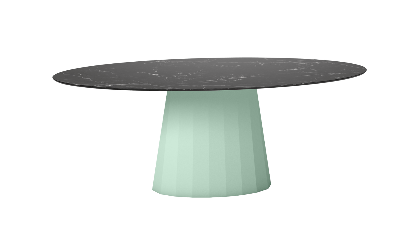 Table ovale en marbre et pied conique en métal Ankara - MATIERE GRISE - La Maison MilanaiseANKARAMARQUINAOVALE51Vert d'eau 120200cmx100cmxH75.6cm