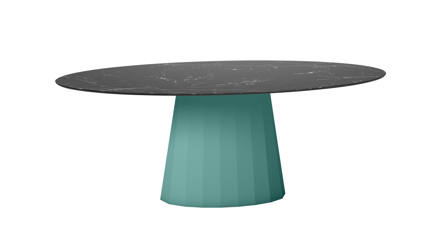 Table ovale en marbre et pied conique en métal Ankara - MATIERE GRISE - La Maison MilanaiseANKARAMARQUINAOVALE49Celadon 006200cmx100cmxH75.6cm