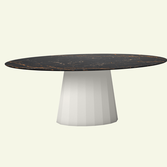 Table ovale en marbre et pied conique en métal Ankara - MATIERE GRISE - La Maison MilanaiseANKARASTLAURENTOVALE1Eggshell 161200cmx100cmxH75.6cm