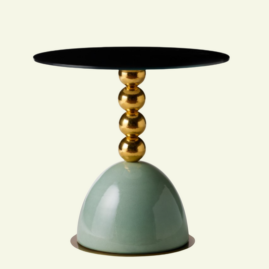 table basse design noir doré et bleu Pins de Marioni