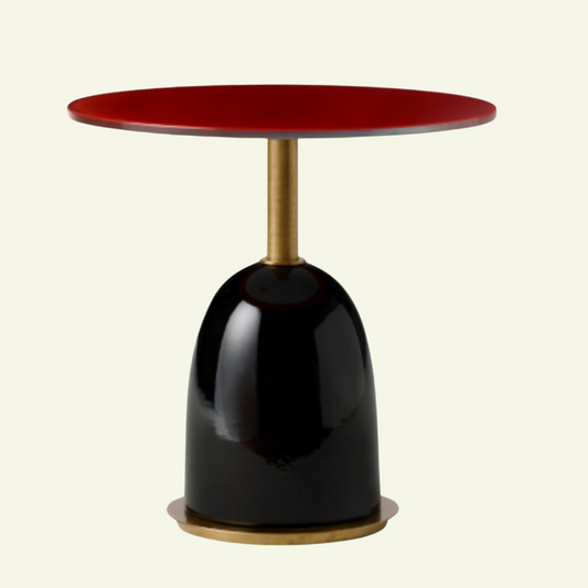 table basse design noir rouge et doré Pins de Marioni