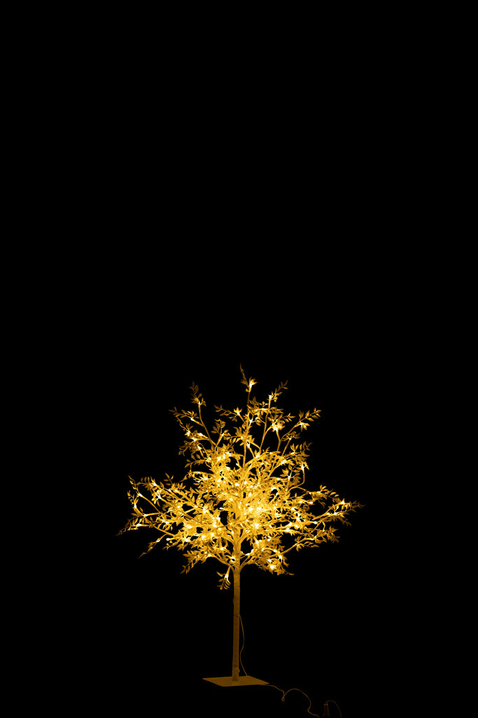 Statue Feuilles d'arbre scintillantes en métal argenté avec LED.