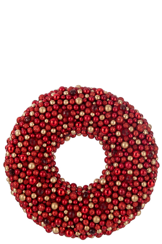 Couronne de boules rondes en plastique rouge/or