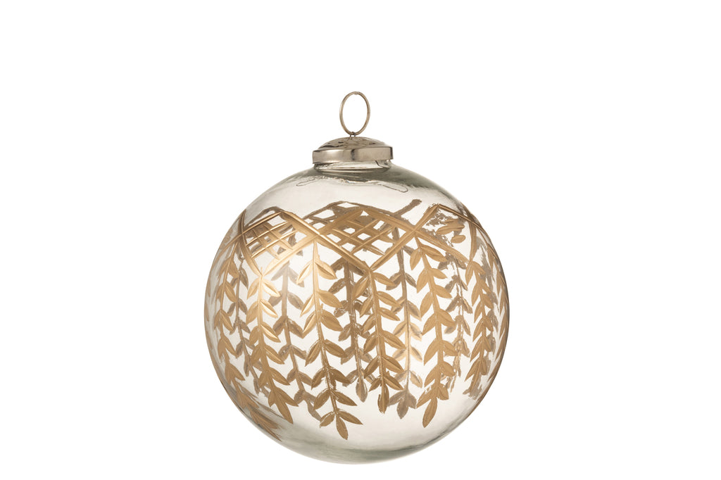 Boule de Noël en verre transparent/doré, grand format