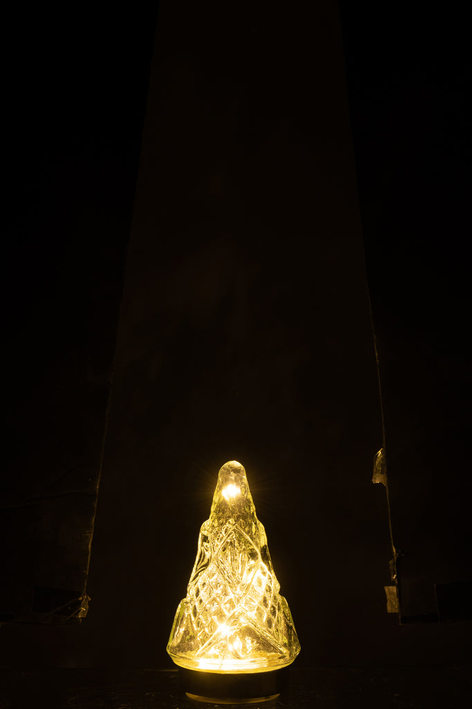 Sapin de Noël en verre gaufré transparent avec LED, très petit