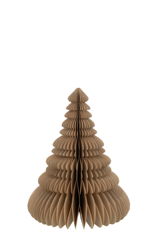 Arbre de Noël en papier pliable beige de grande taille